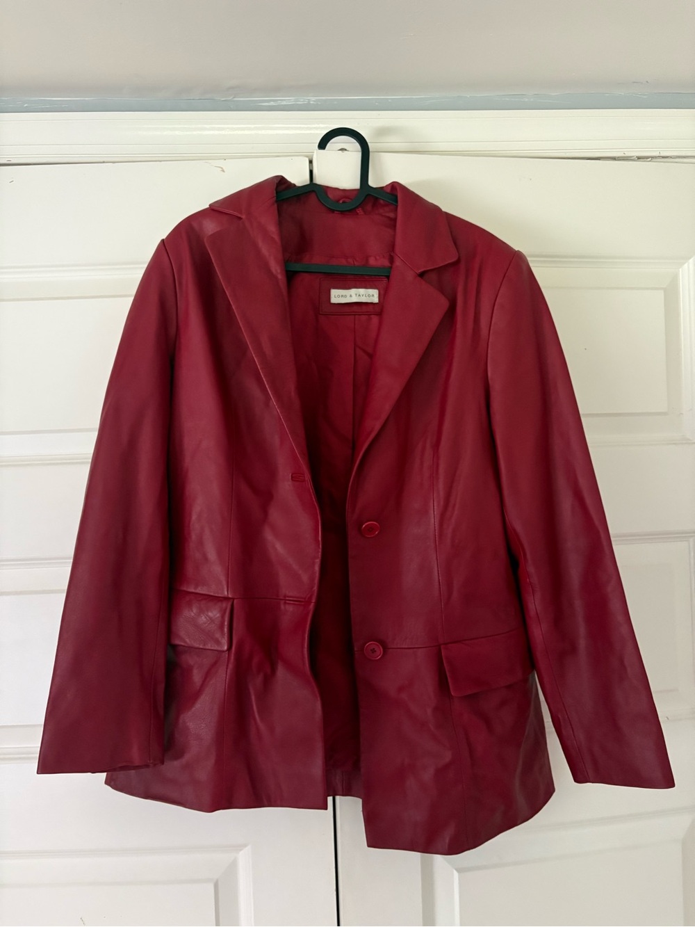 Lord & Taylor Red Leather Blazer